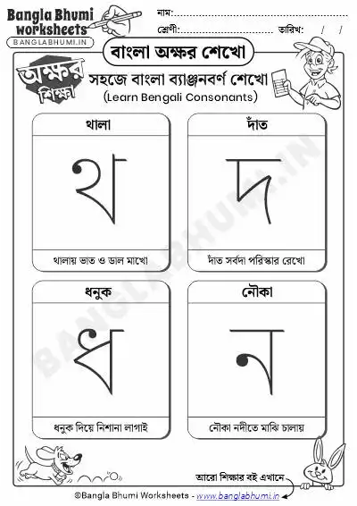 Bengali Consonants Learning Worksheet