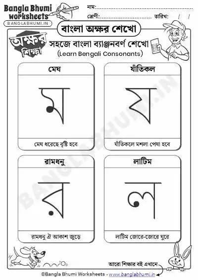 Bengali Consonants Learning Worksheet PDF