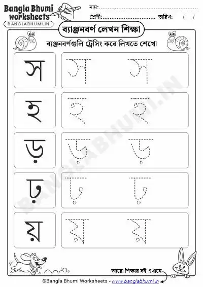 Bengali Tracing Consonants Worksheet PDF