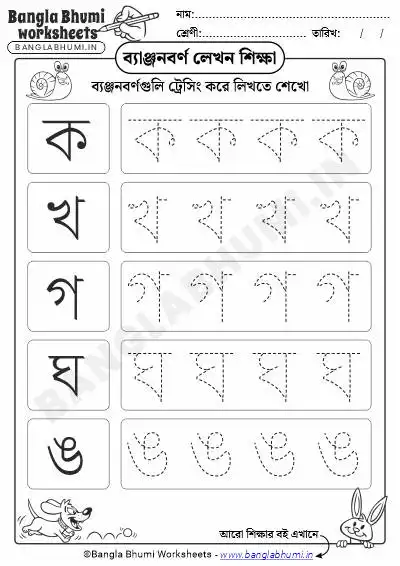 Bengali Tracing Vowels Worksheet