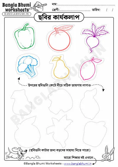 Free Cut and Paste Bengali Activity Worksheet PDF